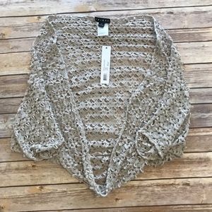 Tribal Tan Cream Looped Eyelet Crochet Shrug